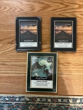 Special Moments Picture Frames in Black and Dark Green with Gold Trim